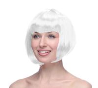 Parrucche a caschetto verde neon con frangia piatta, include parrucca corta dritta da 30,5 cm, parrucca in fibra resistente al calore, parrucca sintetica piatta