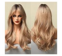 Parrucche a onde lunghe ombre dark Bionda Bionda Parrucche sintetiche con Bangs Bangs Resistente al calore Fibra Quotidiano Party Party Capelli Parrucche Cosplay compatible with le donne(LC5071-1)