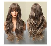 Parrucche a onde lunghe ombre dark Bionda Bionda Parrucche sintetiche con Bangs Bangs Resistente al calore Fibra Quotidiano Party Party Capelli Parrucche Cosplay compatible with le donne(LC5046-1)