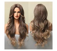 Parrucche a onde lunghe ombre dark Bionda Bionda Parrucche sintetiche con Bangs Bangs Resistente al calore Fibra Quotidiano Party Party Capelli Parrucche Cosplay compatible with le donne(LC5045-1)