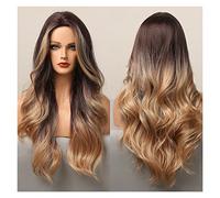 Parrucche a onde lunghe ombre dark Bionda Bionda Parrucche sintetiche con Bangs Bangs Resistente al calore Fibra Quotidiano Party Party Capelli Parrucche Cosplay compatible with le donne(LC5044-1)
