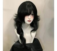 Parrucche A Strati Ondulati Lunghi Da Donna Frangia A Forma Di M Ombre Split Dye Realistico Gotico Gotico Stile Lolita Parrucca (Black)