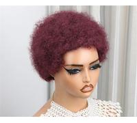 Parrucche Afro Crespe E Corte Color Borgogna Per Donne Nere Parrucche Con Capelli Umani Ricci Profondi Burgundy 6inches