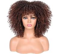 Parrucche Afro Ricci Corti Da 10 Pollici Con Frangia Bomb Afro Kinky Ricci Parru