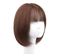 Parrucche alla moda Bob nere, parrucche corte e lisce in capelli umani, parrucche con frangia, parrucche corte a strati in capelli umani, parrucche per cosplay, parrucche,Brown2-Human Hair