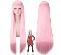 Parrucche Anime Darling In The Franxx 02 Parrucca Cosplay 100 Cm Capelli Sintetici Rosa Lunghi Perucas Costume Da Festa Parrucca + Protezione Parrucca
