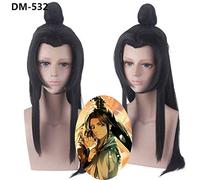 Parrucche anime Tian Guan Ci Fu Xie Lian Parrucca cosplay Nero Lungo capelli sintetici Parrucca in costume da festa Cosplay + Parrucca Cap DM532 taiziyueshen