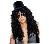 Parrucche anni '80 per uomo Parrucca stile retrò punk rock riccia lunga da rockstar Parrucca hippy in metallo pesante con cappello e occhiali per la festa in costume di Halloween.