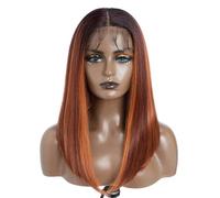 Parrucche Anteriori In Pizzo Corto Bob Parrucche Sintetiche Per Capelli Lisci Ombre Parrucche In Pizzo Per Le Donne Parrucche Cosplay Quotidiane TT99-COPPER 150%#13x7 Lace Front Wigs#16inches-40cm