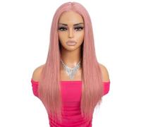 Parrucche anteriori in pizzo rosa, 13 x 1 cm, lisce, per vestirsi, senza colla per donne aggiunge volume ai capelli (24 pollici)