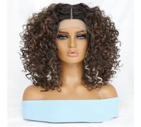 Parrucche Anteriori In Pizzo Sintetico Riccio Da 16 Pollici Per Le Donne Africane Cosplay Parrucche Ricce Frontali In Pizzo Biondo Senza Colla Per Donna Afro