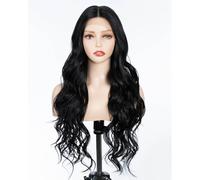 Parrucche anteriori in pizzo trasparente Pre Plucked Glueness Parrucche lunghe sintetiche per le donne da 4 pollici Parrucca per capelli per bambini a riga centrale Parrucca per capelli per la festa