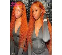 Parrucche anteriori in pizzo zenzero con onde d'acqua Silkwave Capelli umani 13x4 13x6 # 350 parrucche colorate Parrucche ricci profondi per capelli umani Parrucche allo zenzero arancione
