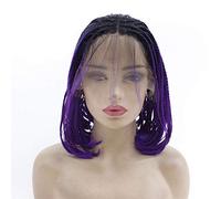 Parrucche Anteriori Intrecciate Parrucca Viola Parrucca Intrecciata Per Capelli In Fibra Resistente Al Calore Parrucca Anteriore Sintetica Con Scatola Per Capelli Per Bambini Parrucca Bob Intrecciata