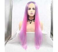 Parrucche Anteriori Parrucche Sintetiche Acconciatura Eccentrica A Strati Dritti Densità Del 150% Capelli Sintetici Donna Parrucca Rosa/Viola Donna Media Lunghezza Anteriore Rosa,18 Pollici (16 Polli