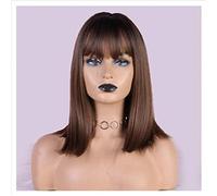 Parrucche Anteriori Sintetiche Biondo Chiaro Lolita Cosplay Bobo Parrucca Capelli Corti Sintetici Con Frangia Donne Onde D'Acqua Parrucca Carina Ad Alta Temperatura,E (E)
