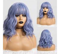 Parrucche Anteriori Sintetiche Biondo Chiaro Lolita Cosplay Bobo Parrucca Capelli Corti Sintetici Con Frangia Donne Onde D'Acqua Parrucca Carina Ad Alta Temperatura,E (C)