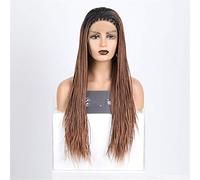 Parrucche Anteriori Sintetiche Parrucca A Forma Di Scatola Intrecciata Marrone Ombre Capelli Lunghi Resistenti Alle Alte Temperature Per Le Donne Parrucca Anteriore Sintetica Parrucca Al Centro,B,26