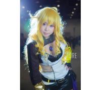 Parrucche Biamoxer RWBY Yang Xiao Cosplay lunghe 75 cm Parrucca cosplay resistente al calore in stile biondo giallo lungo Taglia unica