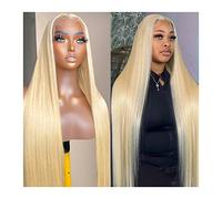 Parrucche Bionda # 613 Parrucca frontale in pizzo HD 8-32 "Parrucca frontale in pizzo lungo dritto for capelli umani Capelli Remy brasiliani Parrucca frontale in pizzo trasparente trasparente for donn