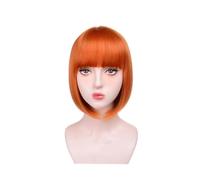 Parrucche bionde Bob for donne bianche - Parrucca sintetica naturale alla moda corta da 12'' con frangia, capelli colorati for cosplay quotidiani di Halloween(Orange)