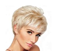 Parrucche bionde corte da donna, parrucche Bob corte dritte taglio folle dorate, capelli sintetici naturali lisci parrucca quotidiana Cosplay partito, brasiliano pannolino capelli con frangia