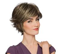 Parrucche bionde corte da donna, parrucche Bob corte dritte taglio folle dorate, capelli sintetici naturali lisci parrucca quotidiana Cosplay partito, brasiliano pannolino capelli con frangia