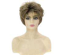 Parrucche bionde corte da donna, parrucche Bob corte dritte taglio folle dorate, capelli sintetici naturali lisci parrucca quotidiana Cosplay partito, brasiliano pannolino capelli con frangia