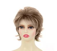 Parrucche bionde corte da donna, parrucche Bob corte dritte taglio folle dorate, capelli sintetici naturali lisci parrucca quotidiana Cosplay partito, brasiliano pannolino capelli con frangia