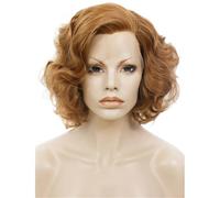 Parrucche Bionde Corte Ondulate Parrucca Frontale In Pizzo Sintetico Per Donne Fibra Resistente Al Calore Capelli Naturali 10 Pollici Cosplay Lady