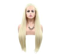 Parrucche bionde. Il pizzo frontale può essere stirato e tinto. Capelli lisci lunghi 24 pollici. Una parrucca adatta per le riunioni quotidiane. Regolabile.