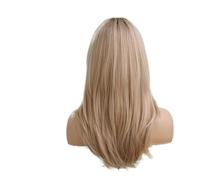 Parrucche bionde lunghe diritte 1pc 20 in for le donne Parrucca sintetica a strati Ombre for capelli con radici scure for la festa quotidiana Cosplay