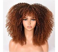 Parrucche bionde ricce corte ricce da 35,6 cm/35,6 cm con frangia per donne nere ricci afro parrucca sintetica completa parrucche funky A
