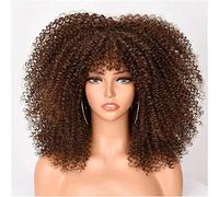 Parrucche bionde ricce da 35,6 cm/35,6 cm 70S parrucca corta riccia afro con frangia per donne nere parrucca capelli ricci afro parrucca sintetica piena parrucca funky parrucche F, F