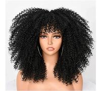 Parrucche bionde ricce da 35,6 cm/35 cm 70S parrucca corta afro riccia con frangia per donne nere parrucca afro ricci parrucca sintetica completa parrucche funky F, E