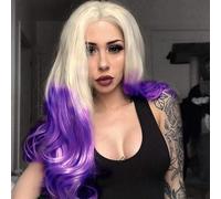 Parrucche bionde viola Ombre da donna Drag Body Wave parrucche bionde capelli veri viola lunga senza colla resistente al calore parrucca afro lavanda pizzo anteriore sintetico parrucca frontale in