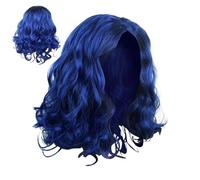 Parrucche blu corte ondulate, parrucca riccia blu,Parrucca riccia corta per costume cosplay di Halloween | Parrucca per capelli resistente al calore, parrucca per costume da festa cosplay da indossare