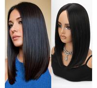 Parrucche Bob castano chiaro, parrucche lisce senza colla per donne, parrucche sintetiche resistenti al calore in fibra, parrucche caschetto lung