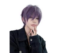 Parrucche Bob corte da 12 pollici con frangia, capelli sintetici lisci color lavanda viola aspetto naturale ed elegante adatti for uso cosplay Soffice e Naturale