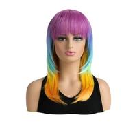 Parrucche Bob corte dritte rosa for donne con frangia, parrucca sintetica carina for feste cosplay di Halloween for uso quotidiano Soffice e Naturale