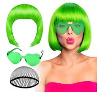 Parrucche Bob Corte Per Donne Accessorio per Cosplay al Neon | Parrucche per di Ruolo per Performance sul Palco Creatori di Contenuti Eventi a Tema Convention Costumi e Teatro
