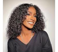 Parrucche Bob da 12" for capelli umani da donna, parrucche Glueless 4x4 HD for capelli umani da donna nera Parrucca anteriore in pizzo 4x4 HD Parrucca Bob riccia Parrucca pretagliata in pizzo, parrucc