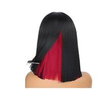 Parrucche Bob da donna for capelli sintetici 1 pezzo, parrucca diritta corta nera rossa for l'uso quotidiano delle feste