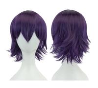 Parrucche BOB da festa for capelli corti da 12 pollici con frangia, parrucca sintetica for donne 120 densità 130 g(Dark Purple)