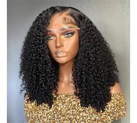 Parrucche Bob Ondulate Profonde Senza Glueless 13X6 Hd Frontali In Pizzo Con Capelli Umani Brasiliani Ricci Corti Ricci Crespi 250 Density 14 Inch 13X4 HD Lace Wig