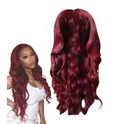 Parrucche bordeaux per donna, parrucca riccia bordeaux - Parrucche rosse anteriori in pizzo da 27,5 pollici per donne ondulate | per parrucche cosplay bordeaux naturali Capelli finti con set