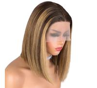 Parrucche brasiliane Remy corte e lisce, taglio quadrato, 13 x 6 x 1,5 cm, per donne Daily Use(Highlight,10 pollici)