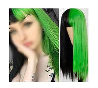 Parrucche Capelli dritti lunghi grigi rosa con le parrucche dei capelli sintetici di Bangs Colore dell'ombro di colore dei due toni delle parrucche dei cosplay for le donne parrucca in fibra (Color :