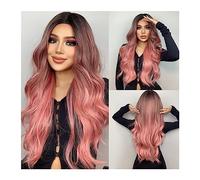 Parrucche Capelli naturali dall'aspetto rosa parrucche for donna parrucca ondulata lunga parte centrale parrucca cosplay parrucca sintetica resistente al calore parrucca in fibra (Color : LC313-1)