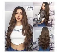 Parrucche Capelli naturali resistenti al calore Parrucche De Mujer Parrucche sintetiche viola dell'onda del corpo for le donne Parrucca colorata lunga del partito di Cosplay Parrucca da donna(Color:TB